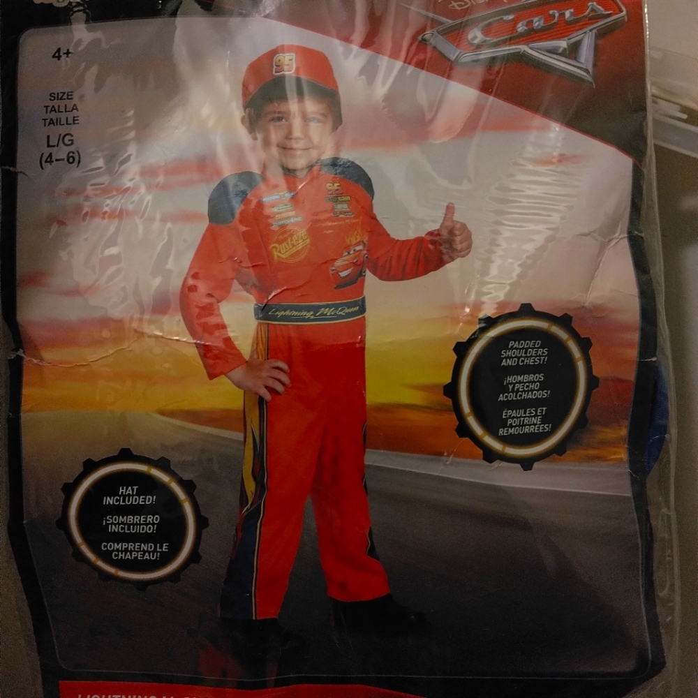 Cars 3 Lightning Mcqueen Classic Toddler Costume, Red, Large (4-6)